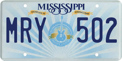 MS license plate MRY502