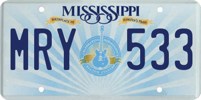 MS license plate MRY533