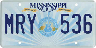 MS license plate MRY536