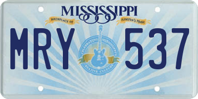 MS license plate MRY537