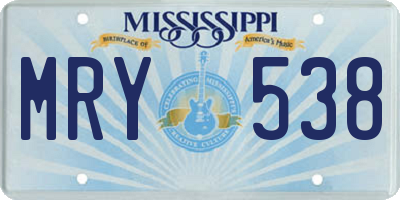 MS license plate MRY538
