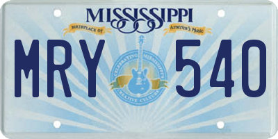 MS license plate MRY540