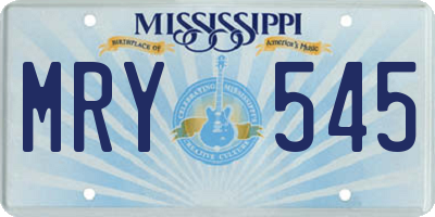 MS license plate MRY545