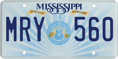 MS license plate MRY560