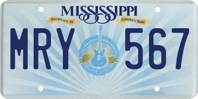 MS license plate MRY567