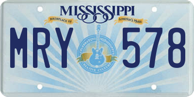 MS license plate MRY578
