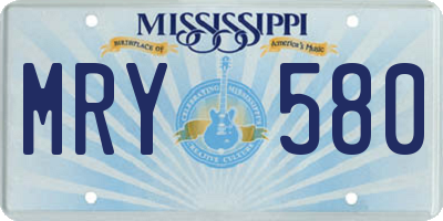 MS license plate MRY580