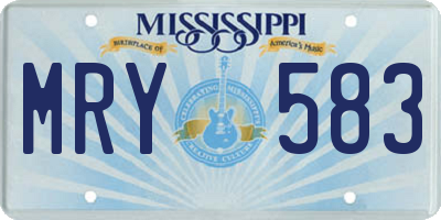 MS license plate MRY583