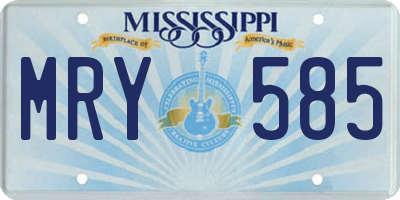 MS license plate MRY585