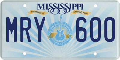 MS license plate MRY600