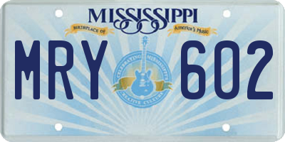 MS license plate MRY602