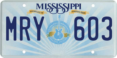 MS license plate MRY603