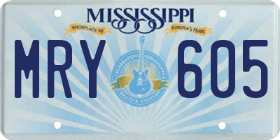 MS license plate MRY605