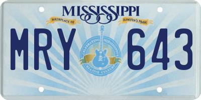MS license plate MRY643