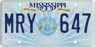 MS license plate MRY647