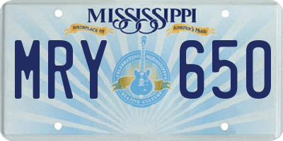 MS license plate MRY650