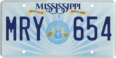 MS license plate MRY654