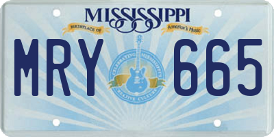 MS license plate MRY665