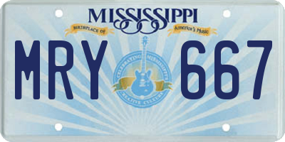 MS license plate MRY667