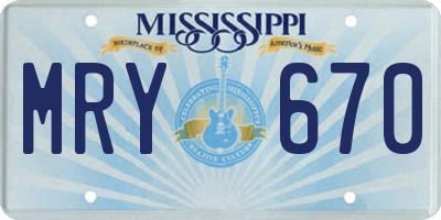 MS license plate MRY670