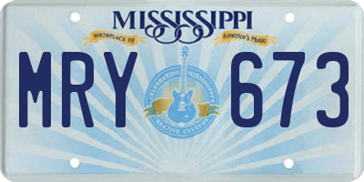 MS license plate MRY673