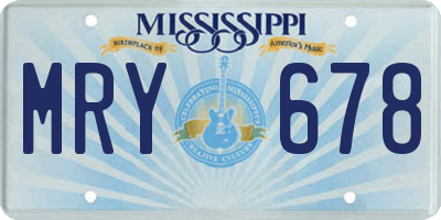 MS license plate MRY678