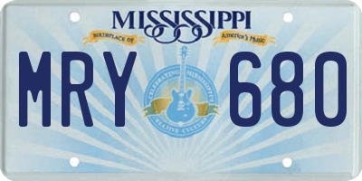 MS license plate MRY680