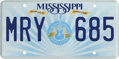 MS license plate MRY685