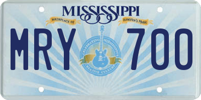 MS license plate MRY700