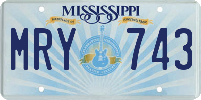MS license plate MRY743
