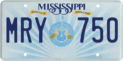 MS license plate MRY750