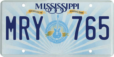 MS license plate MRY765