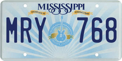 MS license plate MRY768