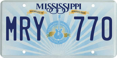 MS license plate MRY770