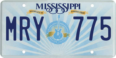 MS license plate MRY775