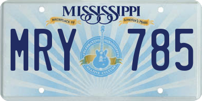 MS license plate MRY785
