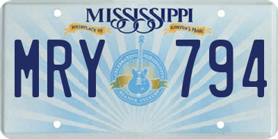 MS license plate MRY794