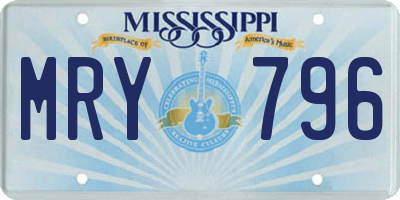 MS license plate MRY796