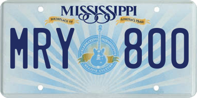 MS license plate MRY800