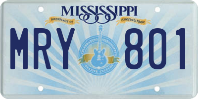 MS license plate MRY801