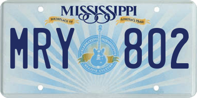 MS license plate MRY802
