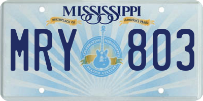 MS license plate MRY803