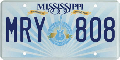 MS license plate MRY808