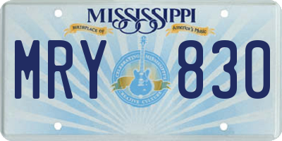 MS license plate MRY830