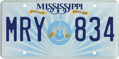 MS license plate MRY834
