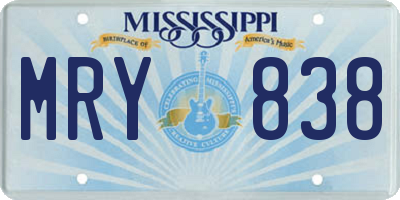 MS license plate MRY838