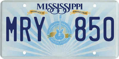 MS license plate MRY850