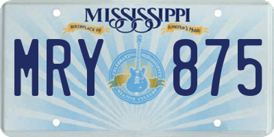 MS license plate MRY875