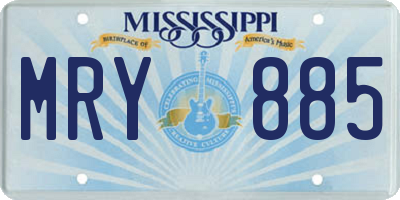 MS license plate MRY885