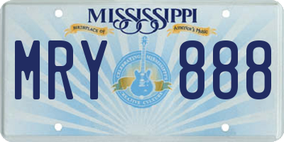 MS license plate MRY888
